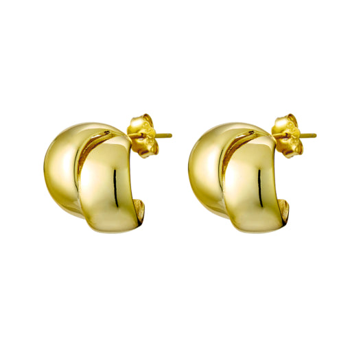 Yellow Gold Plated Sterling Silver Overlapped Earring Design