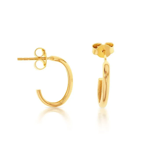 9ct Gold Oval Hoop Stud Earrings