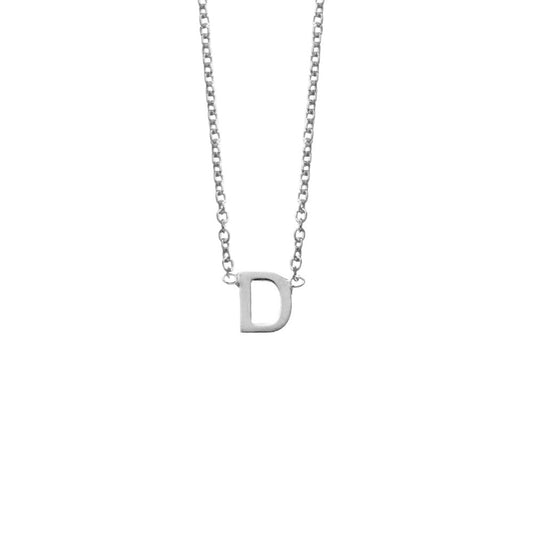 Sterling Silver Necklace With Initial Pendant D