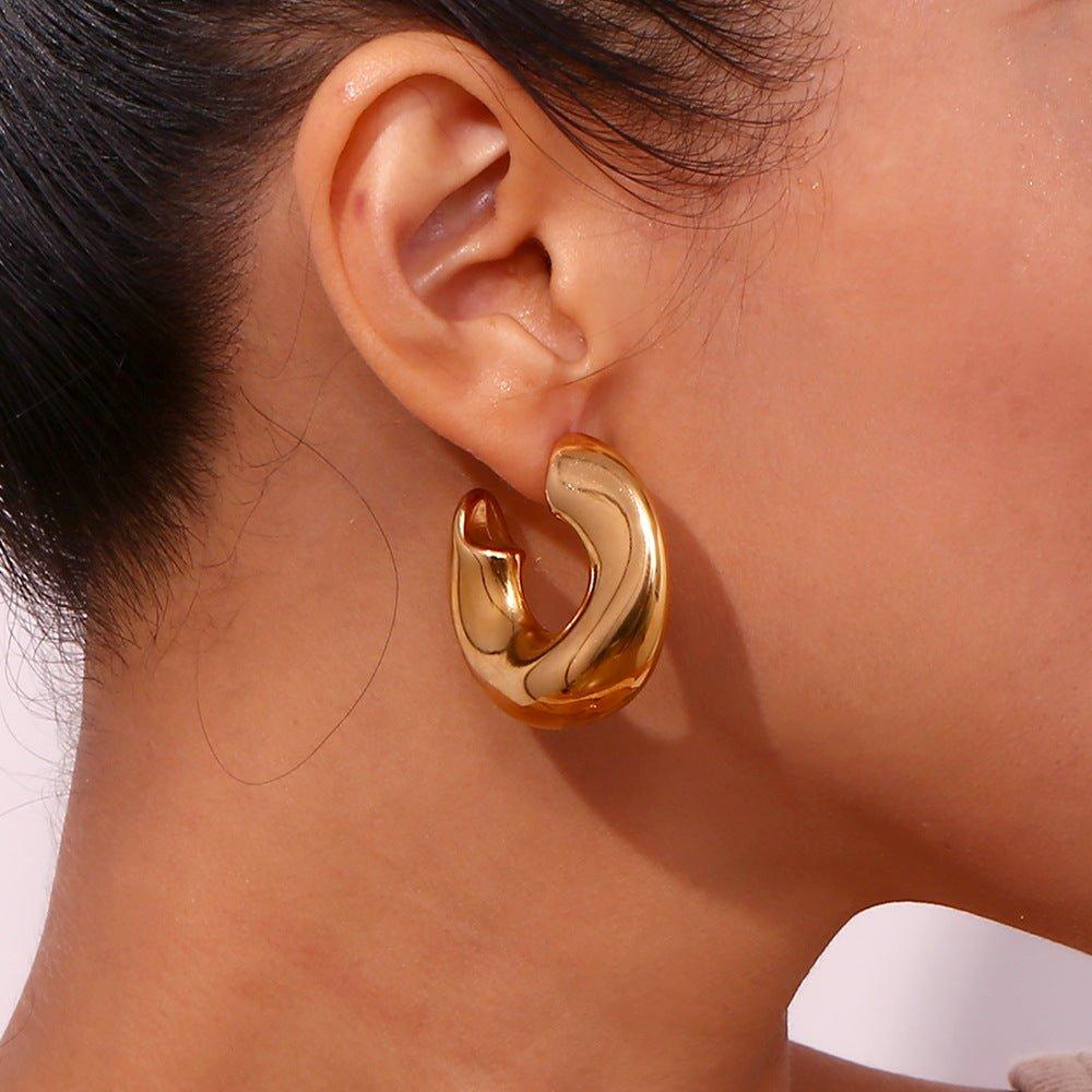 Chunky Gold & Silver Thick Hoop Earrings - Trendy Unisex Statement Earrings - Begum