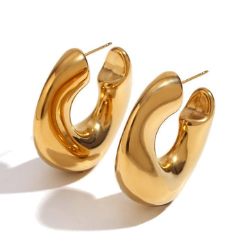 Chunky Gold & Silver Thick Hoop Earrings - Trendy Unisex Statement Earrings - Begum