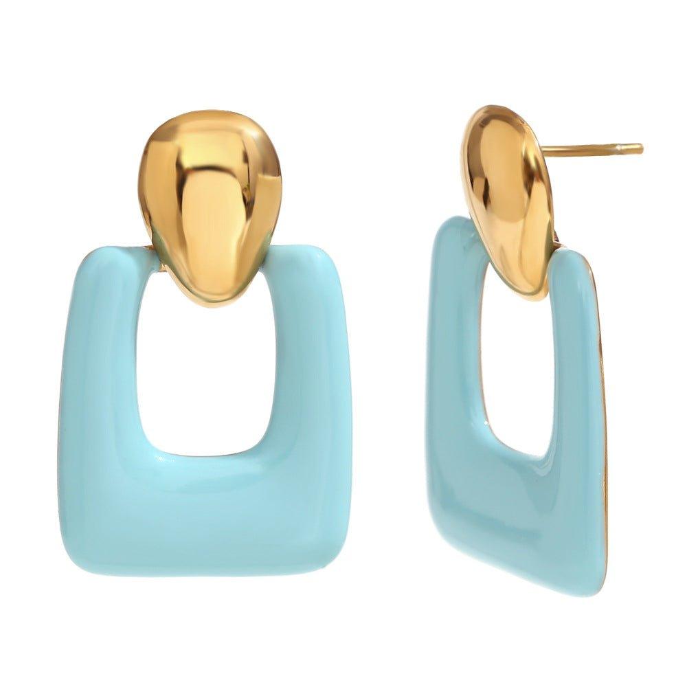 Colorful Geometric Drop Earrings - Trendy Gold Fashion Accessories - Begum