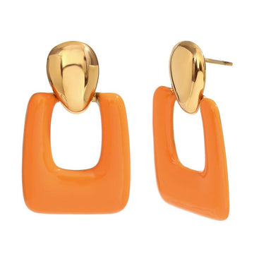 Colorful Geometric Drop Earrings - Trendy Gold Fashion Accessories - Begum