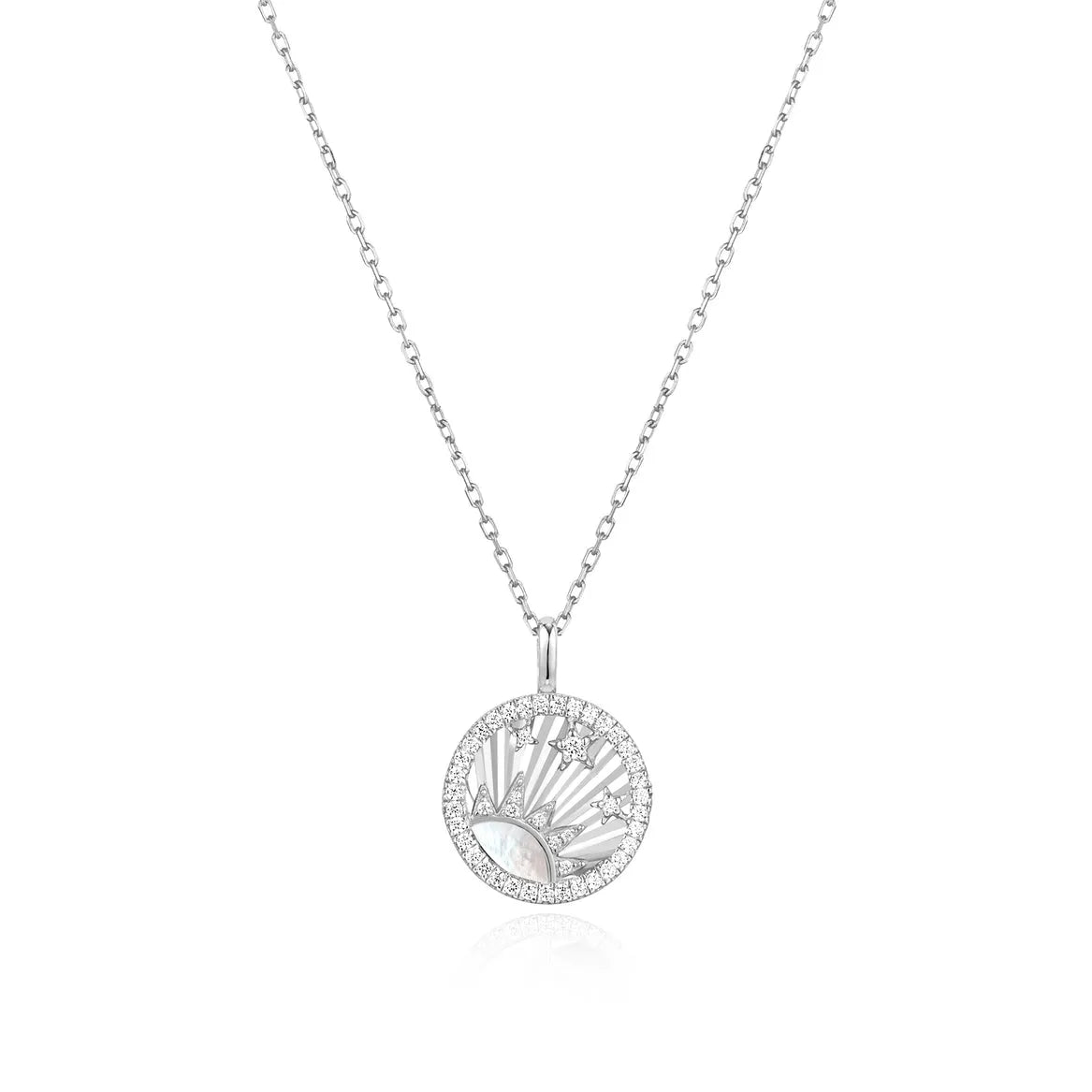 Silver Shiny Sun Star Necklace