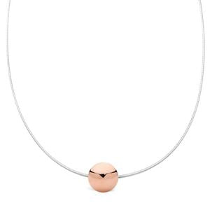 Omega Chain with Rose Gold Ball Pendant Necklace