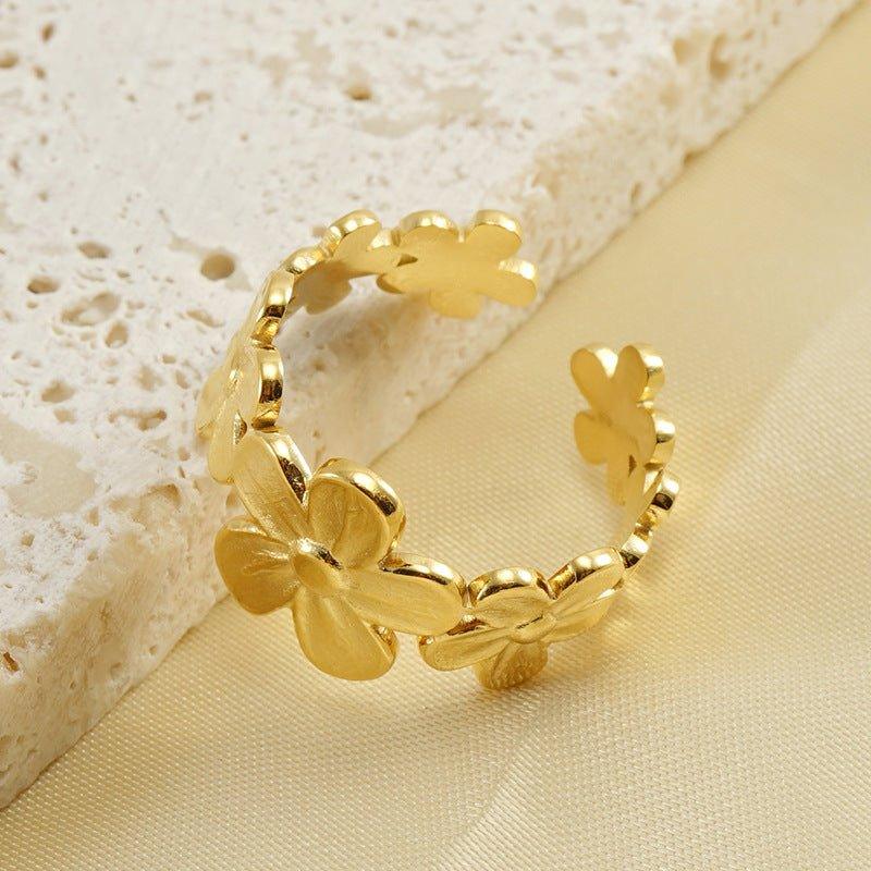 Delicate Flower Ring – Adjustable Dainty Design - Begum