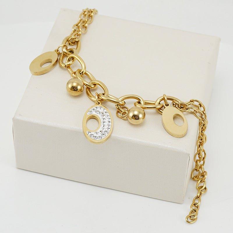 Delicate Gold Heart Charm Bracelet with Cubic Zirconia - Begum