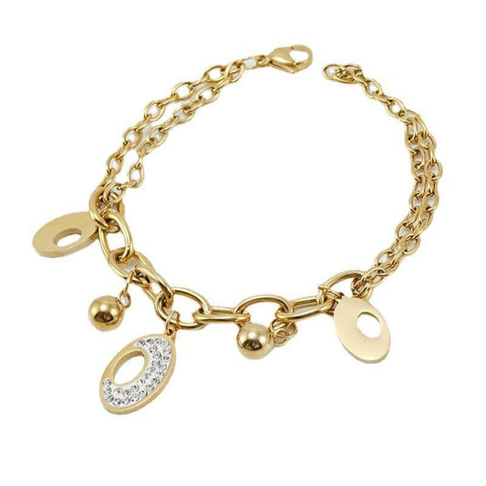 Delicate Gold Heart Charm Bracelet with Cubic Zirconia - Begum