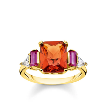 Thomas Sabo Gold Plated Ring with Colourful Stones