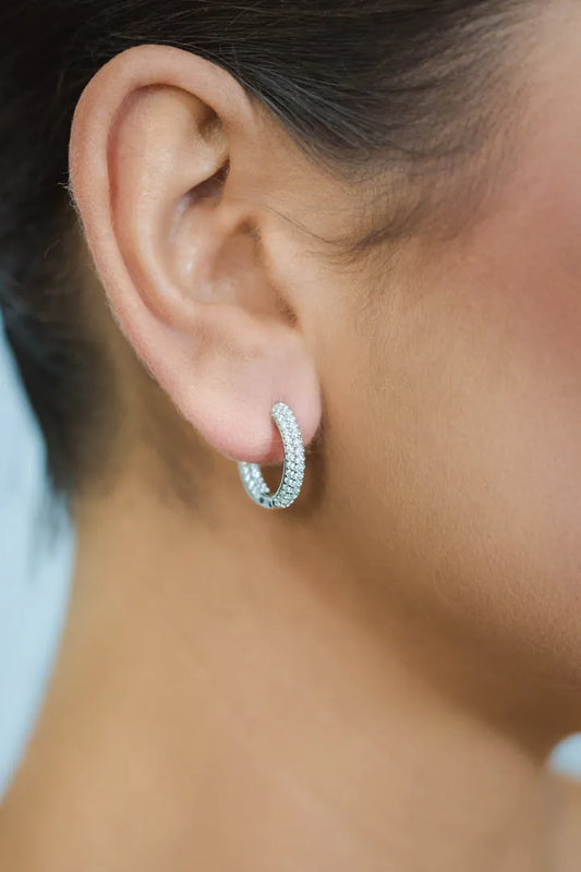 Georgini Goddess Pave Hoops Silver