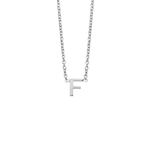 Sterling Silver Necklace With Initial Pendant F