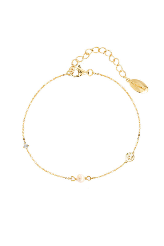 Georgini Adagio Touch Of Sparkle Pearl Bracelet Gold 15Cm + 4Cm