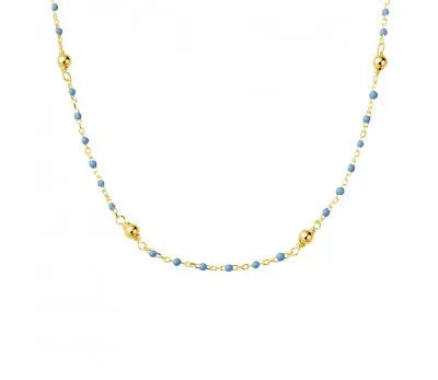 Light Blue Enamel Gold Plated Necklace