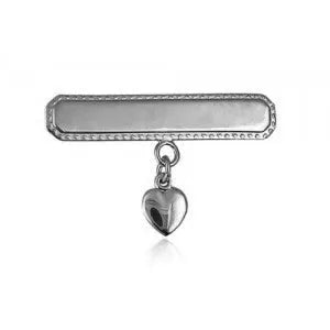 Sterling Silver Baby Brooch With Heart Drop
