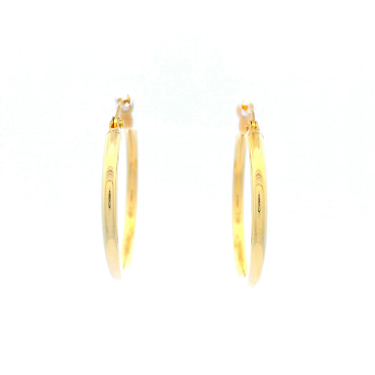 Plain Hoop Earring in 9 Carat Yellow Gold, Silver Filled
