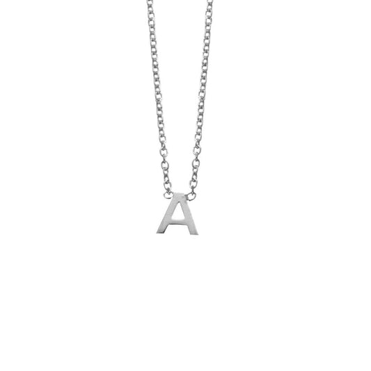 Sterling Silver Necklace with Initial Pendant A