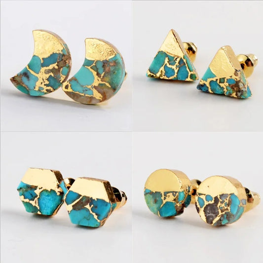 Turquoise and Gold Stud Earrings | Fine jewelry Perth