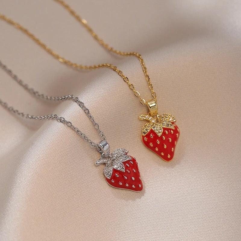 Cute Strawberry Pendant Necklace – Romantic Jewellery for Halloween - Begum