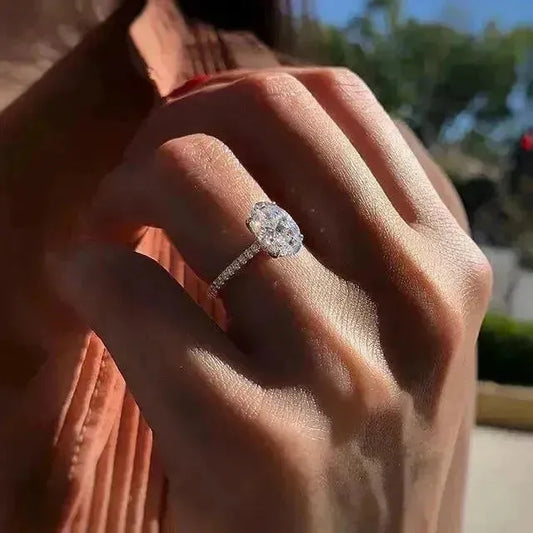 Moissanite Hidden Halo Ring - Begum