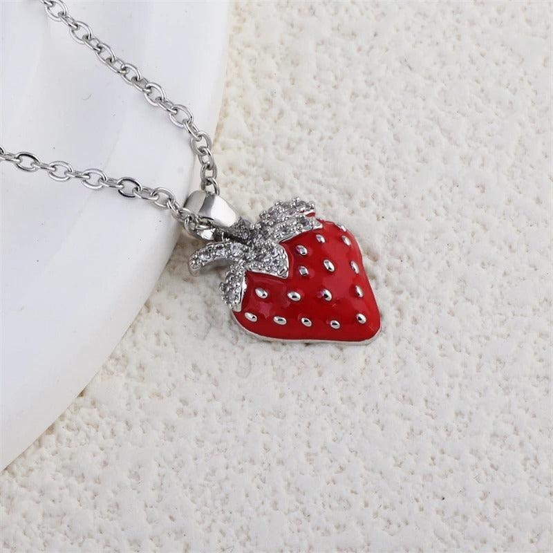 Cute Strawberry Pendant Necklace – Romantic Jewellery for Halloween - Begum