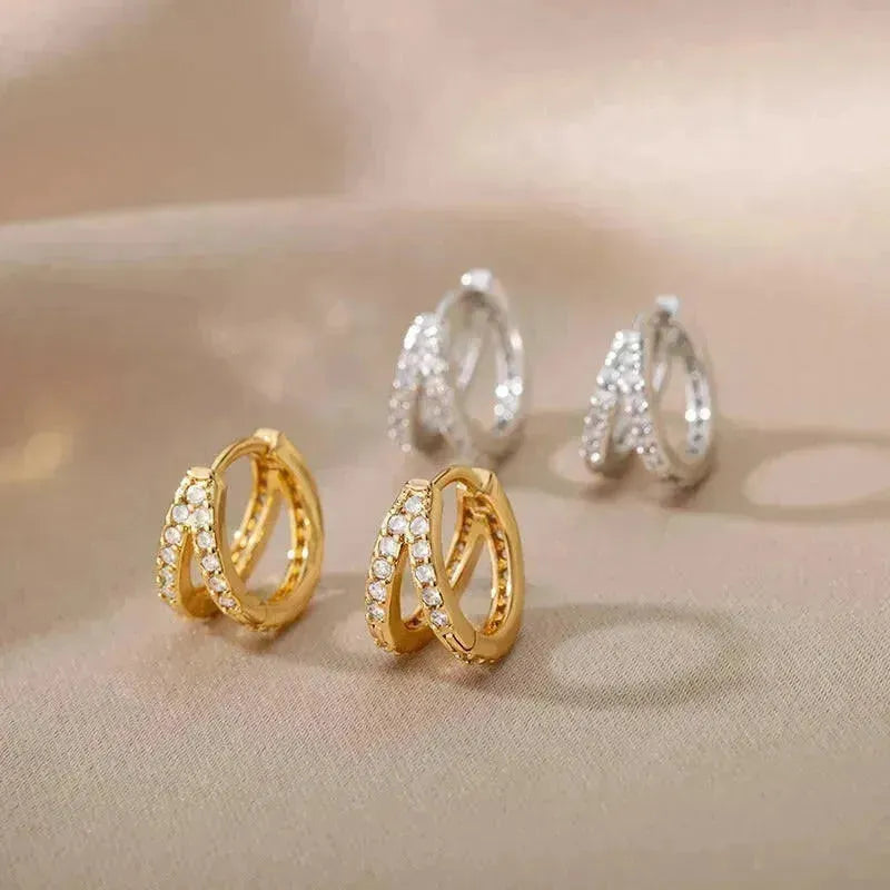 Sparkling Zircon Star Hoop Earrings - Begum
