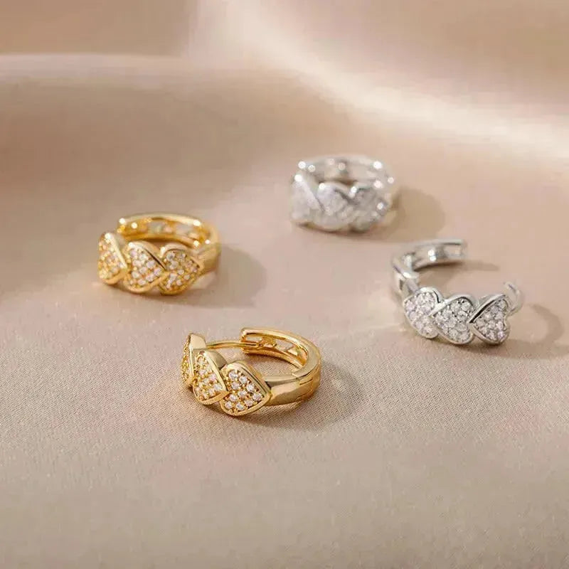 Sparkling Zircon Star Hoop Earrings - Begum